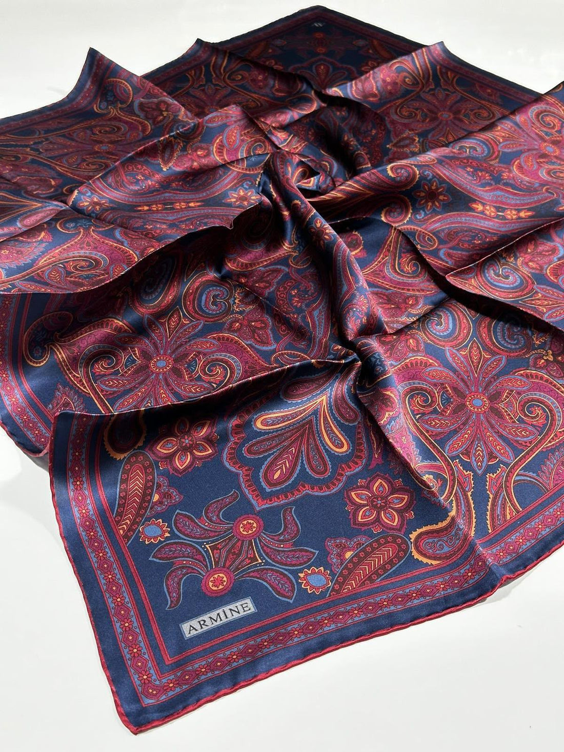 Nostalji Bordo Klasik Paisley İpek Eşarp
